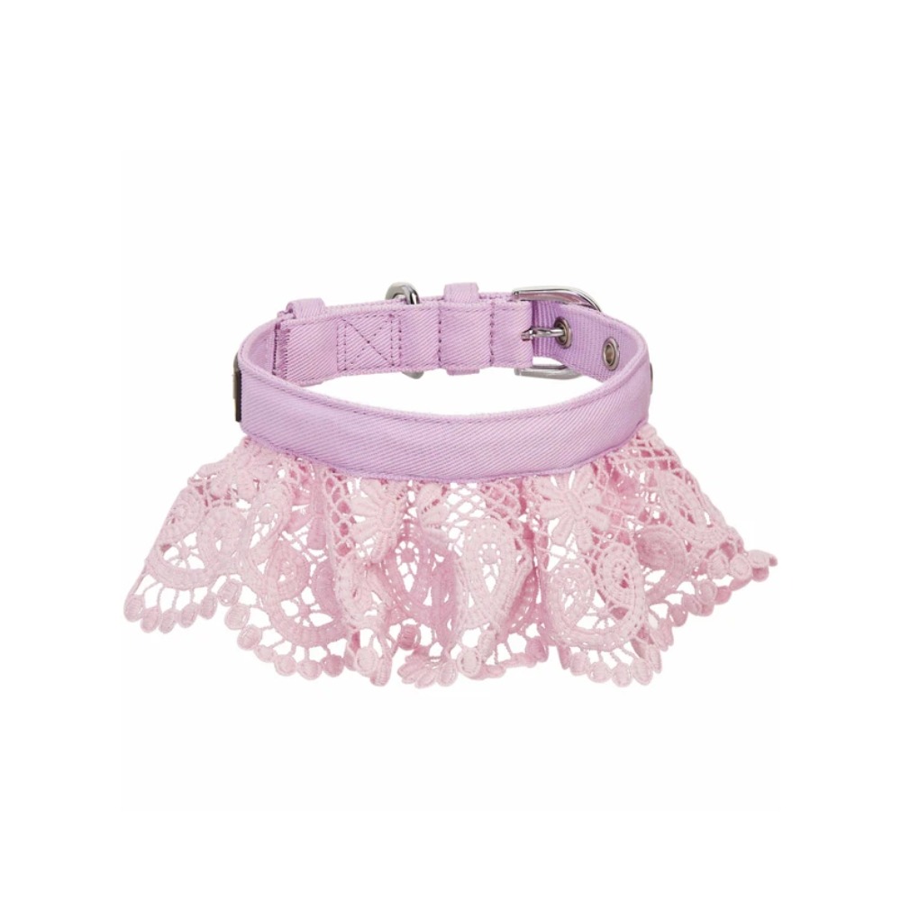 7.Pink Lace Dog Collar Clear 16 Inch 2