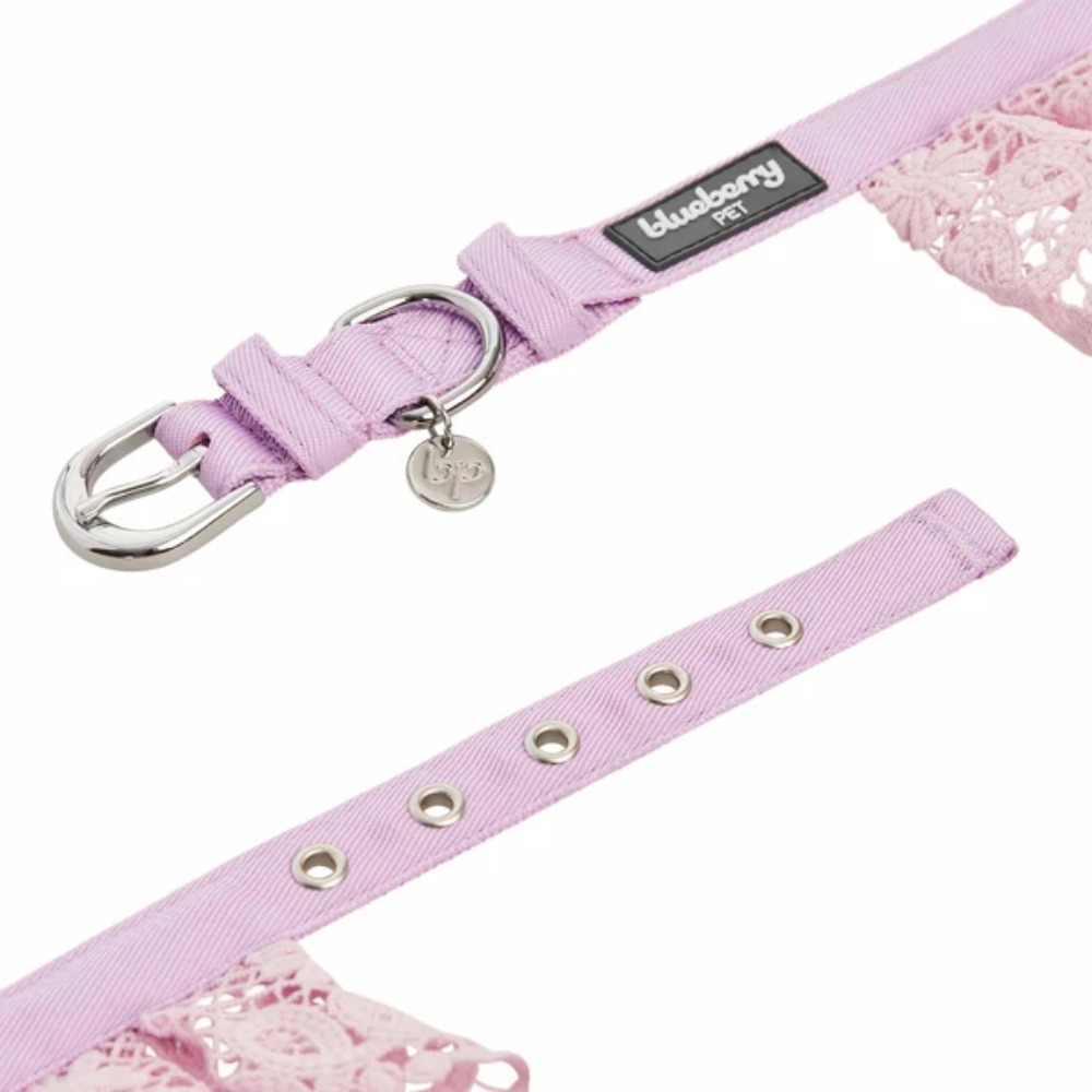 7.Pink Lace Dog Collar Clear 16 Inch 5
